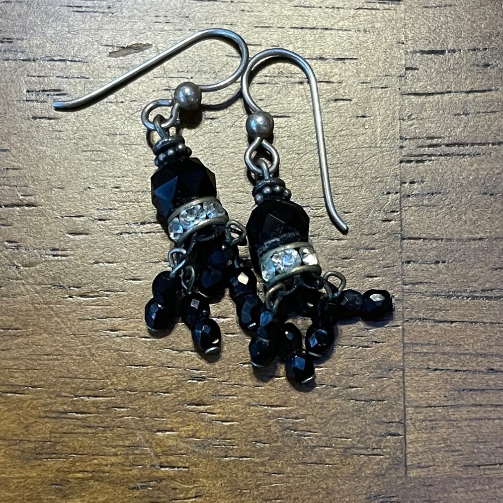 Beaded Chandelier Black beads with some white crystals
